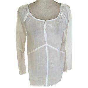 Talbots White Cotton Peasant Style Blouse 4
